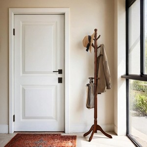 Solid Wood Coat Rack and Stand, Free Standing Hall Coat Tree with 10 Hooks for Hats, Bags, Purses, for Entryway, Hallway, Rubberwood - 1 of 4