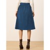 Allegra K Women's High Waist Solid Button Front A-Line Belted Corduroy Midi Skirt - 4 of 4