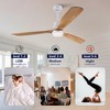 Wanze of Ocean 60 in. Smart White Natural Wood White Blades 2-Size Downrod Mount Standard Ceiling Fan with 3-Color Dimmable LED Light - 4 of 4