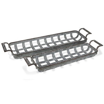 Cheung's Otis Set of 2 Square Woven Themed Metal Tray