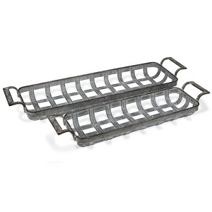 Cheung's Otis Set of 2 Square Woven Themed Metal Tray - 1 of 4