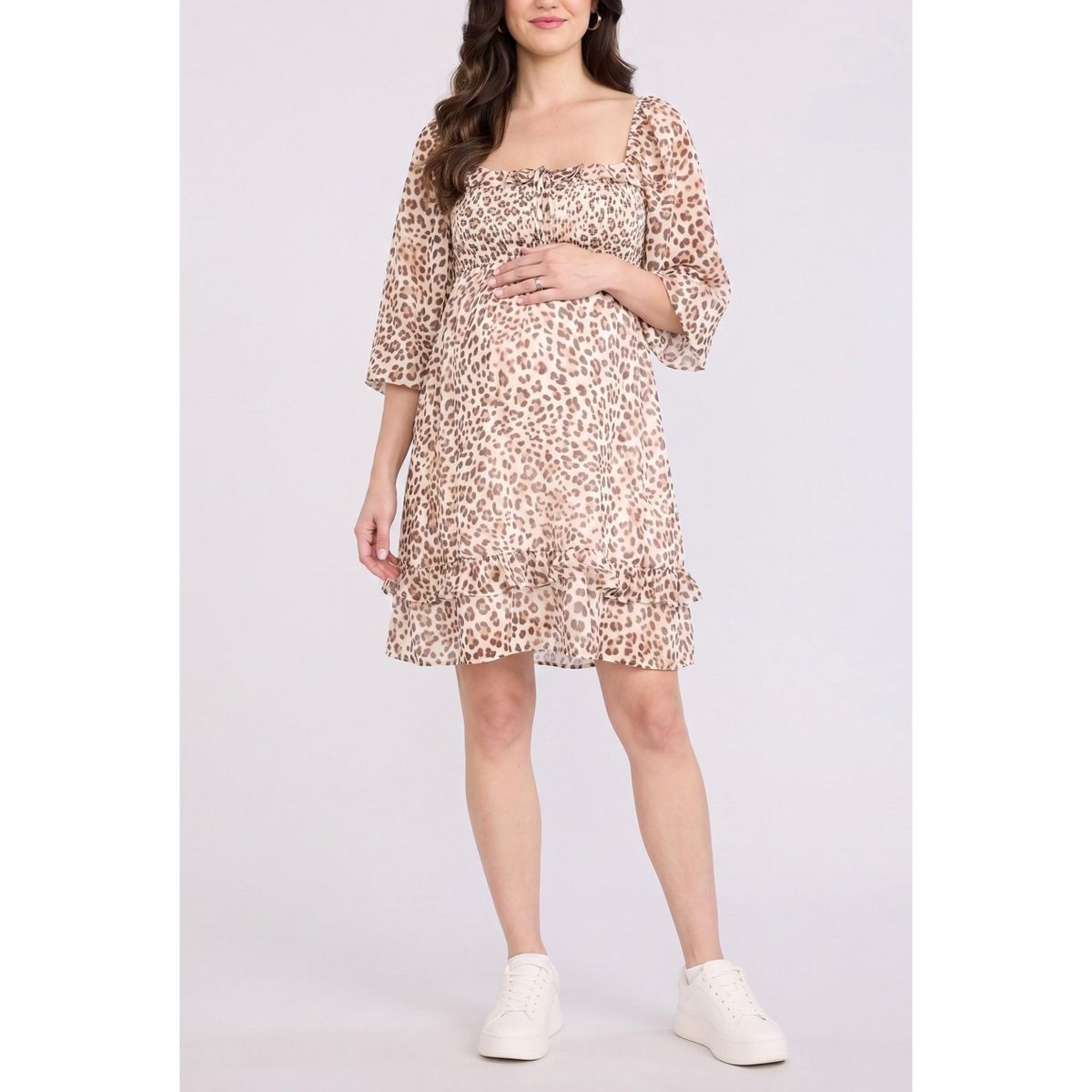 Women's Smocked Babydoll Long Sleeve Mini Dress | Motherhood Maternity - thumbnail 5