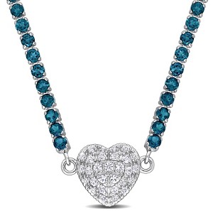 EVERLY JEWELRY  |   12 7/8 CT TGW Blue Topaz - London Created White Sapphire Necklace With Chain Silver Length (inches): 17 - 1 of 4