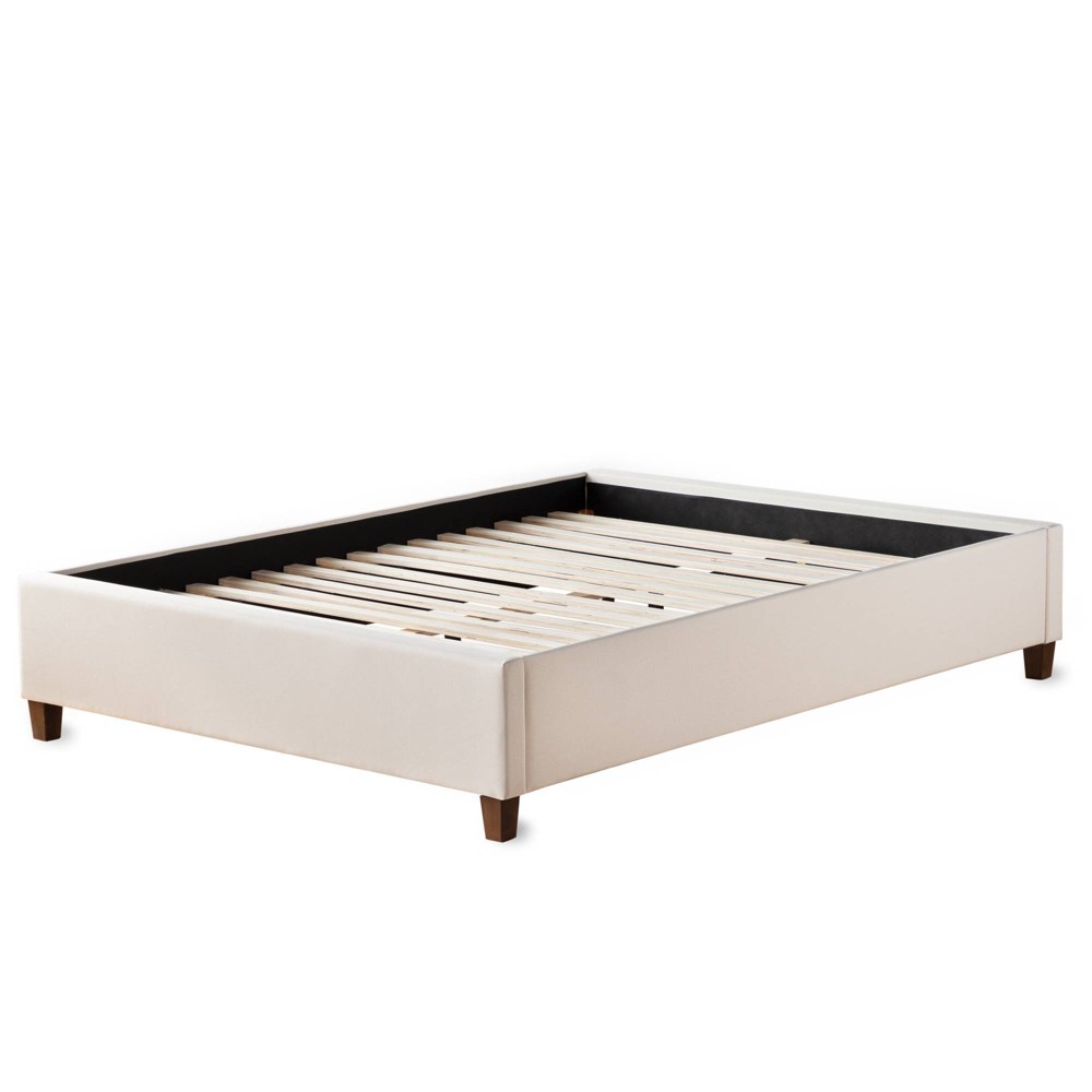 Queen Ava Upholstered Platform Bed With Slats Off White - Brookside
