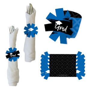 Big Dot of Happiness Blue Grad - Best is Yet to Come - Royal Blue Graduation Party Paper Napkin Holder - Napkin Rings - Set of 24 - 1 of 4