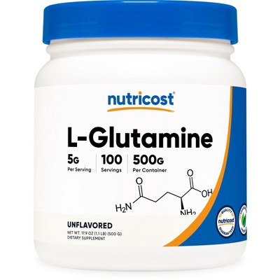 Nutricost L-Glutamine Powder (500 Grams / 100 x 5mg Servings of Unflavored L-Glutamine) | Amino Acid Supplement for Pre-workout and Post-workout