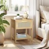 Hooseng Nightstand, Wooden Nightstand with Rattan Drawer and Lower Shelf, Wooden End Table, Bedside Table for Small Spaces - 3 of 4