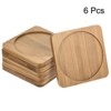 Unique Bargains Indoors Bamboo Square Round Plant Pot Saucer Flower Drip Tray 10cm Wood Color 6 Pcs - 3 of 4