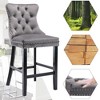 QingMoon Velvet Upholstered Barstools, Button Tufted Counter Chairs Set of 2 with Nailhead Trim and Wooden Legs for Kitchen, Cafe, Pub - 3 of 4