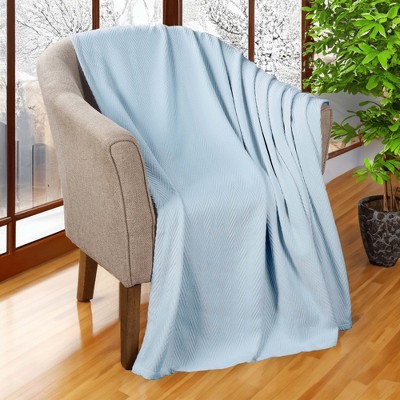 King Size Light Blue Chevron Zig-Zag Cotton Throw Blanket