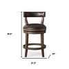 HomeRoots 26" Brown Faux Leather and Solid Wood Low Back Counter Height Swivel Bar Chair - 3 of 4