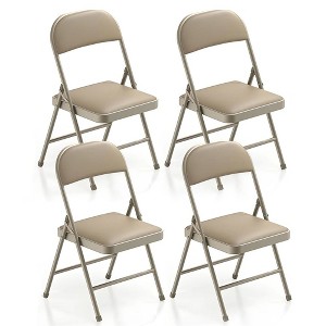 SUGIFT Set of 4 Folding Chairs Portable Vinyl Padded Folding Chair with Durable Steel Frame - 1 of 4