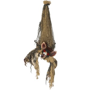 Outsunny 28" Life Size Outdoor Halloween Decorations Hanging Bat Opening Month, Animated Prop with Sound and Motion Activated Light Up Eyes - 1 of 4