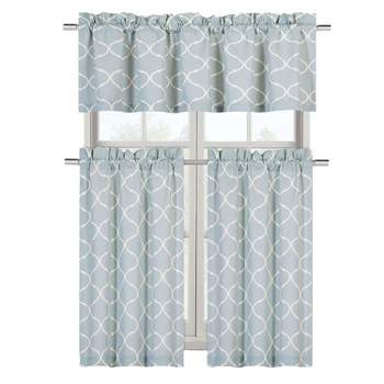 Kate Aurora Shabby Lattice Cotton Blend Kitchen Curtain Tier & Valance Set