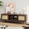 Bestier Mid-century Modern Tv Stand For 70" Tv ,media Console With Natural Rattan Sliding Door - 2 of 4
