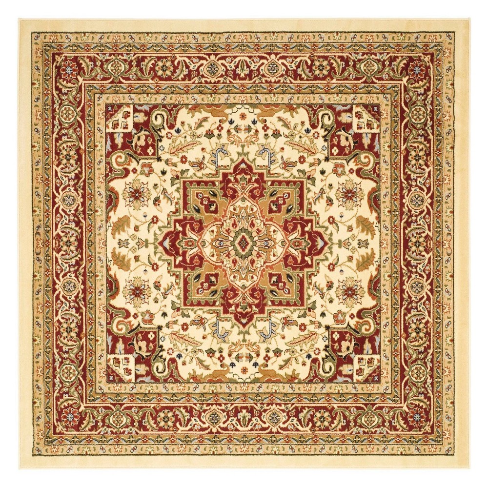 5'x5' Medallion Loomed Square Area Rug Ivory/Red - Safavieh