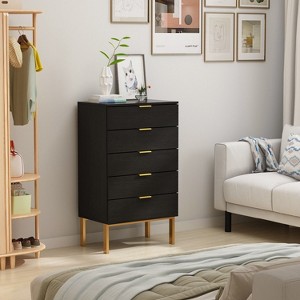 Famapy Black Vertical Storage Cabinet 5 Drawer Storage Metal Pulls Cabinet Legs - 1 of 4