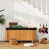 Fluted Shoe Racks, Shoe Storage Bench with Cushion Adjustable Shelf Sliding Door Two Tier Rack Entryway Organizer - 3 of 4