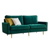 DOMETOUR Modern 71 Inch Velvet Loveseat Sofa with 2 Pillows, Emerald Fabric Couch for Living Room Bedroom - 4 of 4