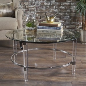GDFStudio Lynn Modern Tempered Glass Circular Coffee Table - 1 of 4