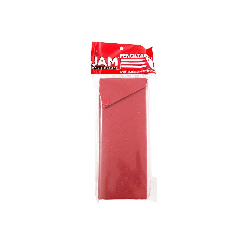 JAM Paper Plastic Sliding Pencil Case Box with Button Snap Red 2166513299, 4 of 5