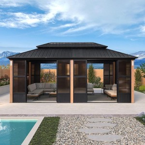 PURPLE LEAF Permanent Hardtop Gazebo Aluminum Frame Gazebo with Galvanized Steel Double Roof, Solarium Backyard Sun Room with Detachable Windows - 1 of 4