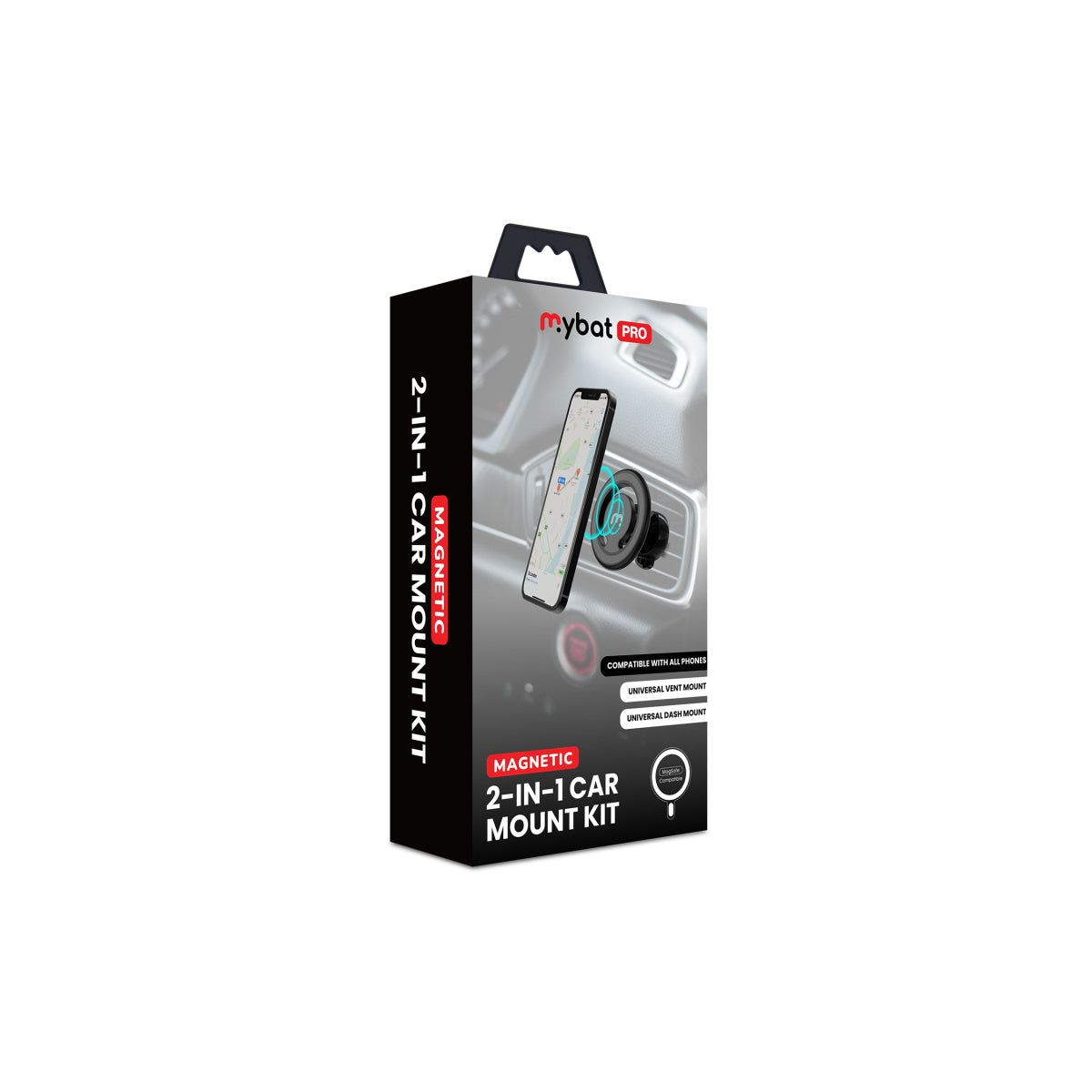 MyBat Pro 3-in-1 Magnetic Car Mount – Hands-Free Phone Holder for Car - Black - thumbnail 10