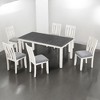 7-Piece Retro Extendable Dining Table Set with 6 Upholstered Chairs, Solid Wood & Distressed Finish for Dining Room and Kitchen - 2 of 4