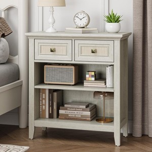 Heynemo Rattan Storage Cabinets, Accent Boho Storage Cabinet with 2 Drawers and 2 Shelves, Multipurpose Modern Storage Cabinet - 1 of 1