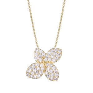 Adornia 14k Gold Plated Oversized CZ Flower Necklace - 1 of 4
