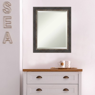 Bronze and Wood Beveled Full Length Rectangular Mirror