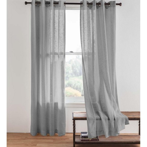 Single Sheer Linen Window Curtain Panel With Grommets Plow
