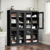 67x62x16 Wood Accent Sideboard Cabinet in Black, Storage Organizer with Adjustable Shelves and Glass Doors for Kitchen Bedroom Living/Dinning Room - 2 of 4