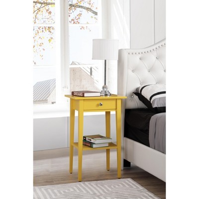 HomeStock Yellow Nightstand 28x18x14 Vibrant Bedside Table with Cheerful Finish, Sleek Lines, Storage Drawer and Easy Assembly