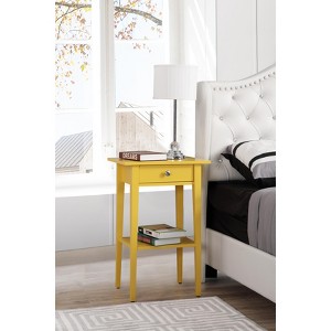 HomeStock Yellow Nightstand 28x18x14 Vibrant Bedside Table with Cheerful Finish, Sleek Lines, Storage Drawer and Easy Assembly - 1 of 4