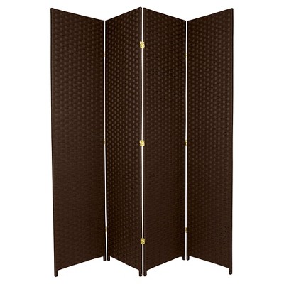 7 ft. Tall Woven Fiber Room Divider - Dark Mocha (4 Panels)