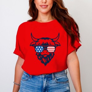 Simply Sage Market Patriotic Cow Sunglasses Garment Dyed Tee - 1 of 4