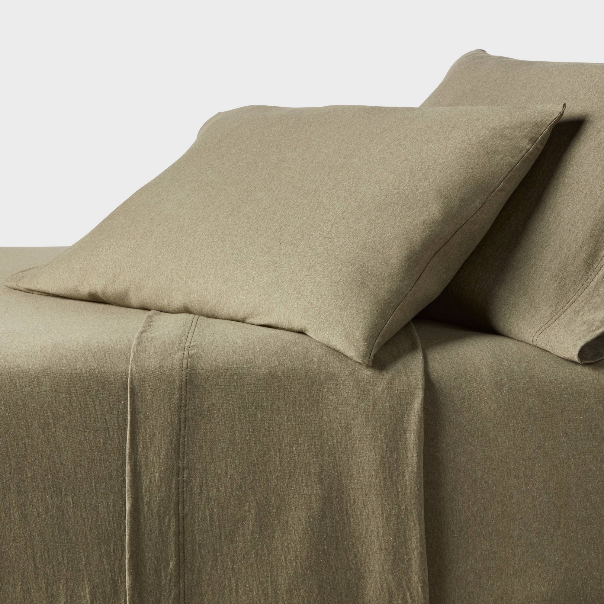 Queen Cotton Jersey Sheet Set Heather Green - Threshold™