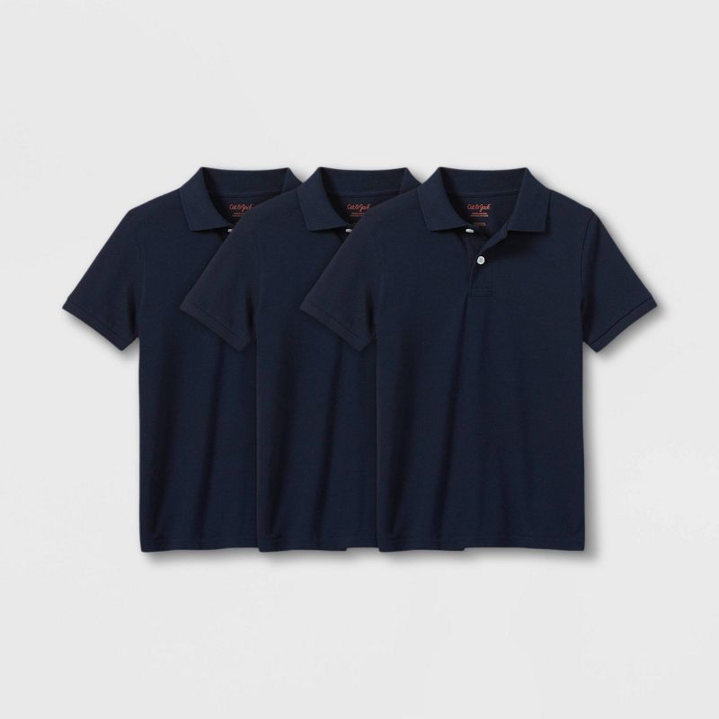 Boys&#39; 3pk Short Sleeve Pique Uniform Polo Shirt - Cat &#38; Jack&#8482; White, 1 of 3