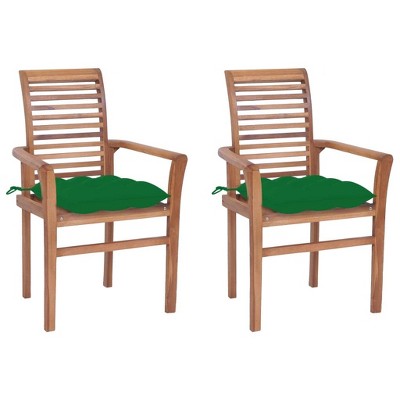 vidaXL Solid Teak Wood Dining Chairs with Cushions - Set of 2 - Ergonomic Design for Garden