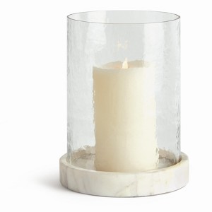 Plum & Post Claire Hurricane Large - Gray/White Marble Candle Holder - 1 of 4