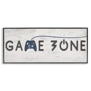 Stupell Industries Game Zone Video Gamer Phrase Rustic Blue Controller Framed Giclee Art, Black, 30" x 13" - 1 of 4
