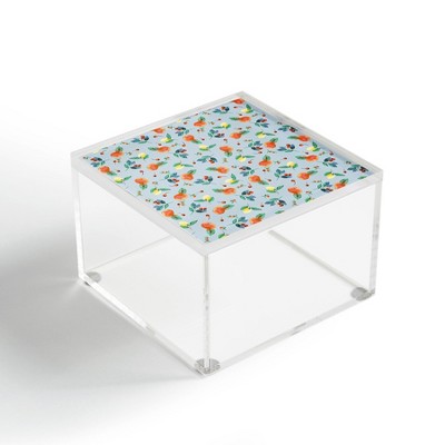 Ninola Design Citrus fruits Summer Blue 4" x 4" Acrylic Box - Deny Designs