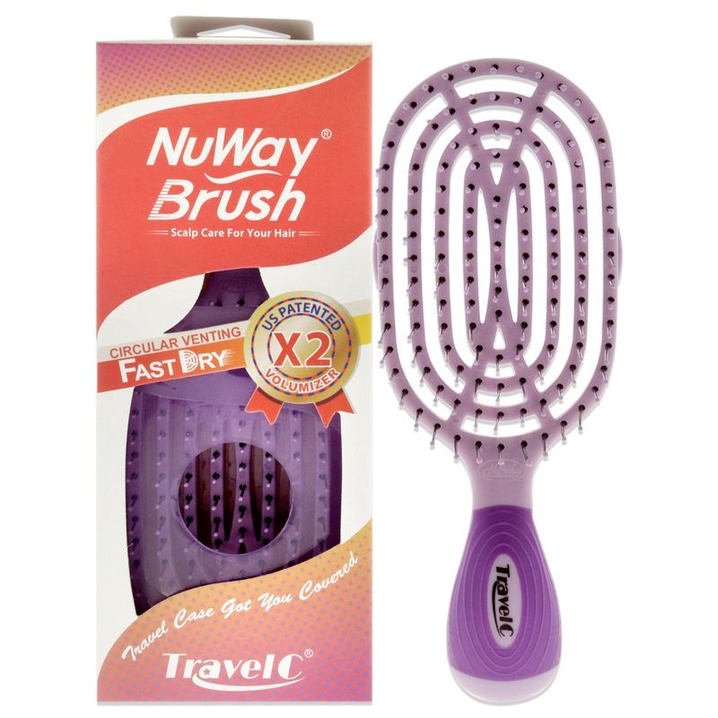 NuWay 4Hair Patented Curved and Vented TravelC - Purple - 1 Pc Hair Brush, 1 of 7