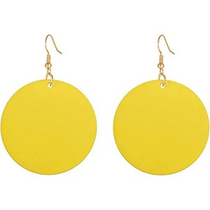 Round Circle Natural Wood Earrings for Women Handmade Big Lightweight Geometric African Retro Earrings - 1 of 4