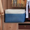 Aoibox Jumbo Collapsible Storage Bins for Shelves 3 Pack 20x16x14 Inch Canvas Organizer Cubes White Jean Blue - 3 of 4
