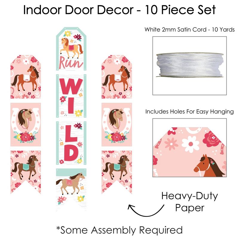 Big Dot of Happiness Run Wild Horses - Hanging Vertical Paper Door Banners - Pony Birthday Party Wall Decoration Kit - Indoor Door Decor, 5 of 8