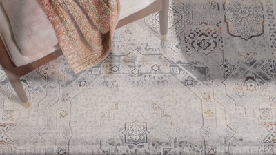 Hand-knotted Round Cream and Grey Synthetic Area Rug