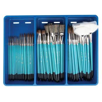 Royal & Langnickel Economy Sable Ceramic Handle Paint Brush Classroom Pack, Assorted Size, Blue, Set of 72