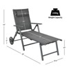 Tangkula 2 PCS Patio Chaise Lounge Chair Outdoor Reclining Chair w/Neck Pillow & Wheels Gray - 2 of 4